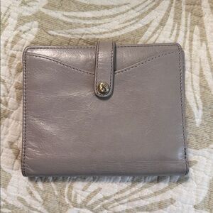 HOBO Grey Leather Wallet Sleek Minimalist Design